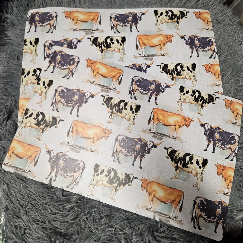 Cow Print Placemat Set Of 2 - Plastic Placemats Western
